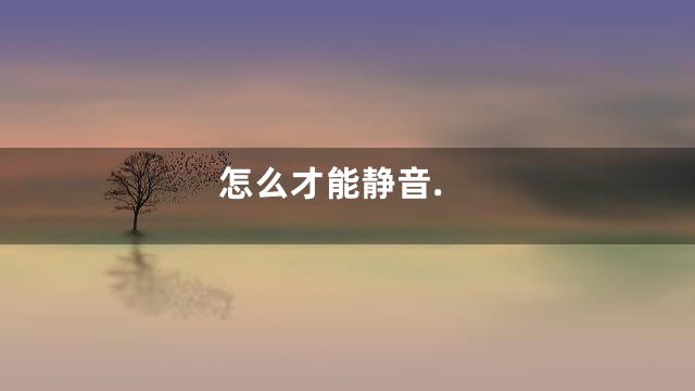 怎么才能静音.