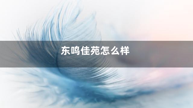 东鸣佳苑怎么样