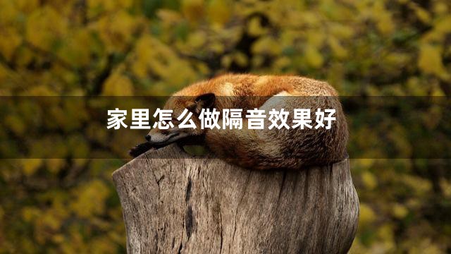 家里怎么做隔音效果好