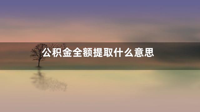 公积金全额提取什么意思