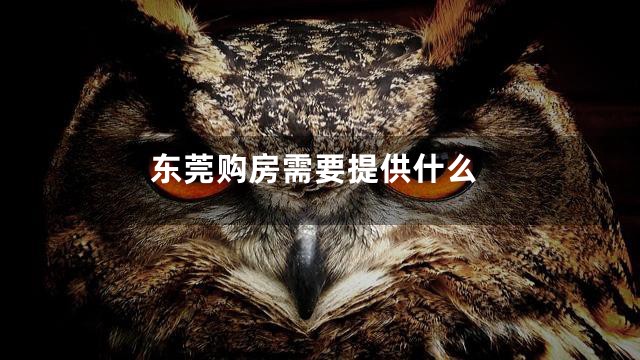 东莞购房需要提供什么