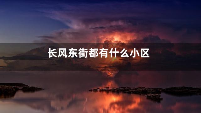 长风东街都有什么小区