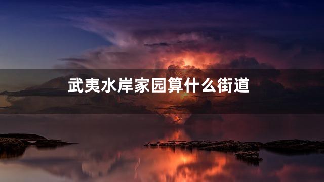 武夷水岸家园算什么街道