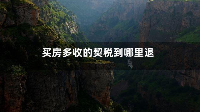 买房多收的契税到哪里退