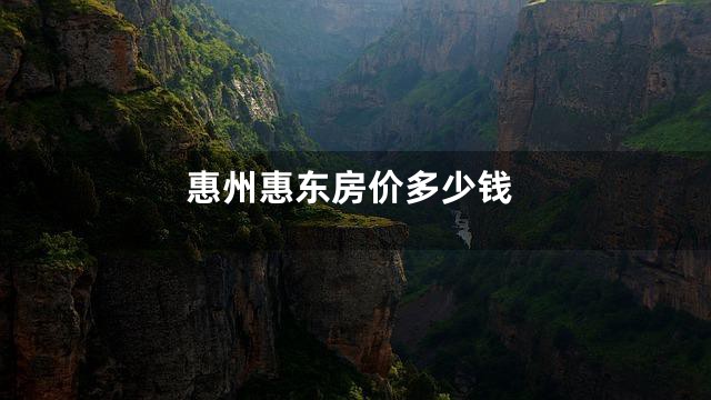 惠州惠东房价多少钱