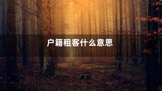 户籍租客什么意思