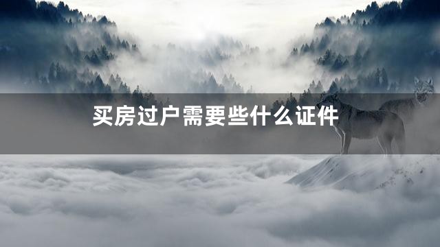 买房过户需要些什么证件