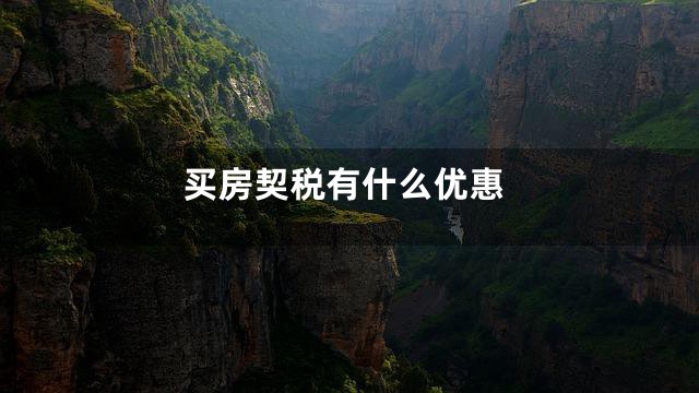 买房契税有什么优惠