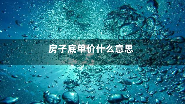 房子底单价什么意思