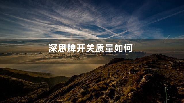 深思牌开关质量如何