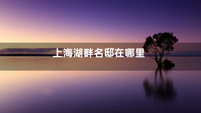 上海湖畔名邸在哪里