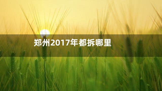 郑州2017年都拆哪里