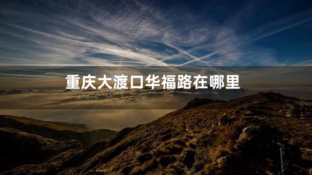 重庆大渡口华福路在哪里