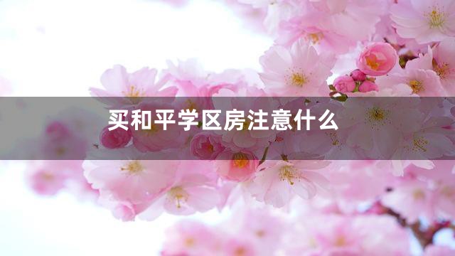买和平学区房注意什么