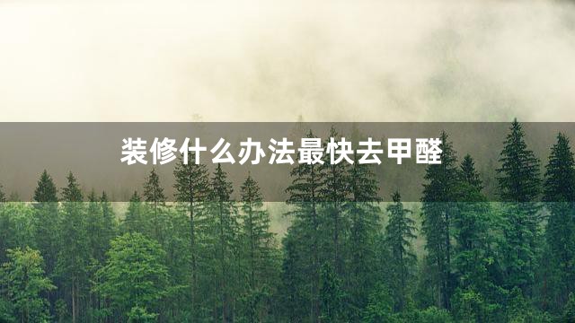 装修什么办法最快去甲醛