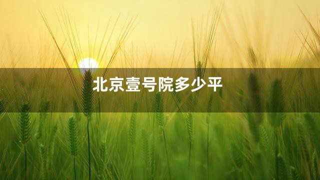 北京壹号院多少平