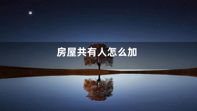 房屋共有人怎么加