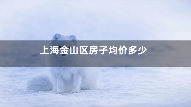 上海金山区房子均价多少