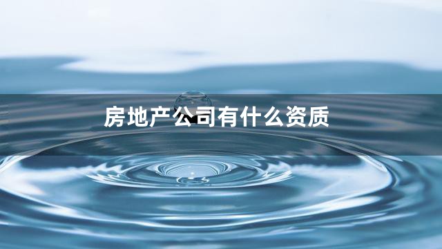 房地产公司有什么资质