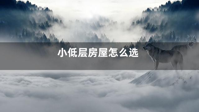 小低层房屋怎么选