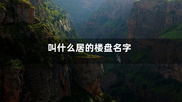 叫什么居的楼盘名字