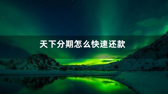 天下分期怎么快速还款