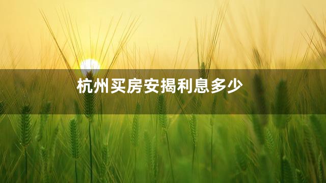 杭州买房安揭利息多少