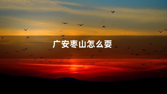 广安枣山怎么耍