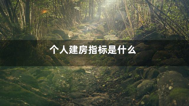 个人建房指标是什么