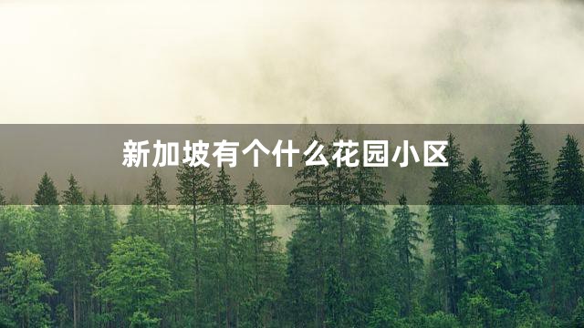 新加坡有个什么花园小区