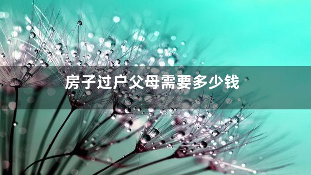 房子过户父母需要多少钱