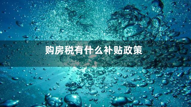 购房税有什么补贴政策