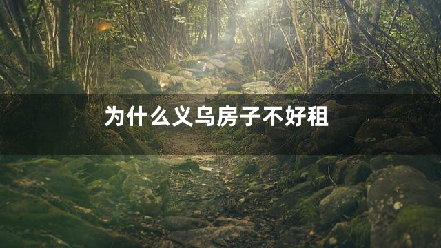 为什么义乌房子不好租