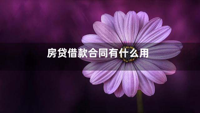 房贷借款合同有什么用