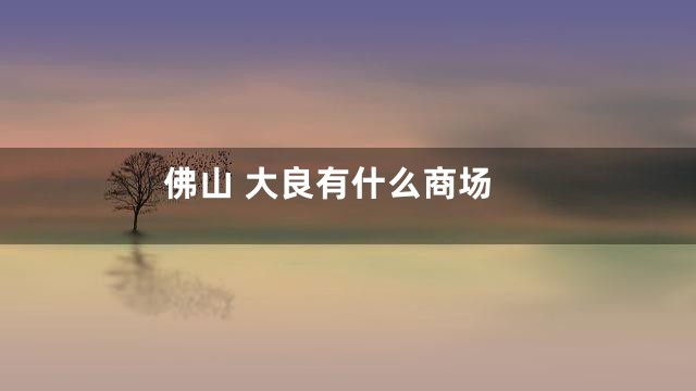 佛山 大良有什么商场