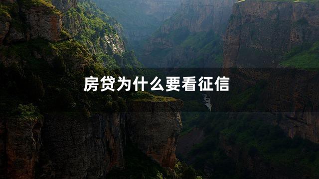 房贷为什么要看征信