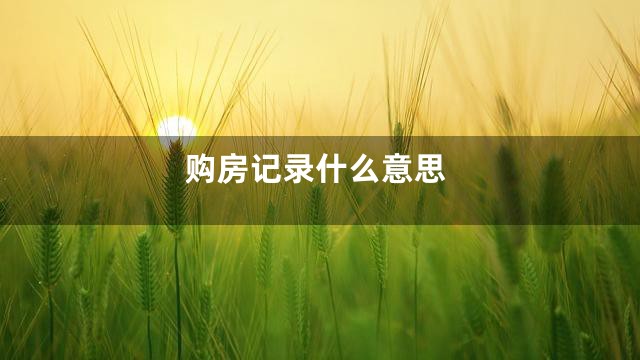 购房记录什么意思