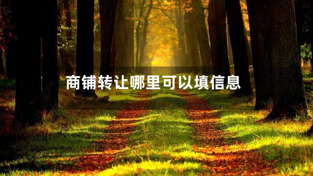 商铺转让哪里可以填信息