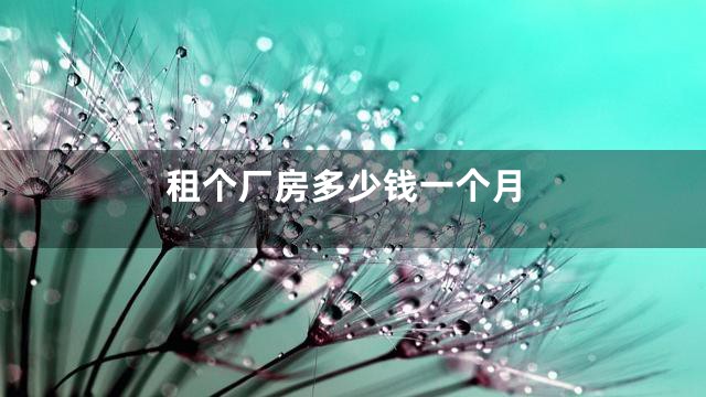 租个厂房多少钱一个月