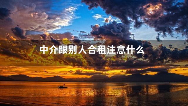 中介跟别人合租注意什么