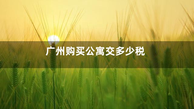 广州购买公寓交多少税