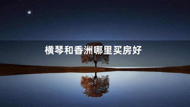 横琴和香洲哪里买房好