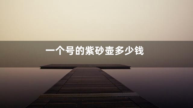 一个号的紫砂壶多少钱