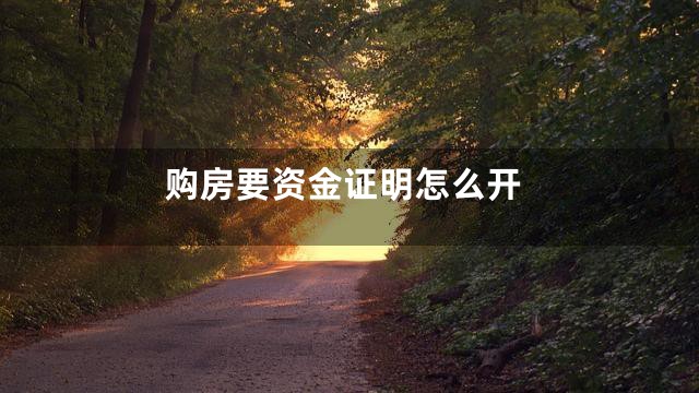 购房要资金证明怎么开