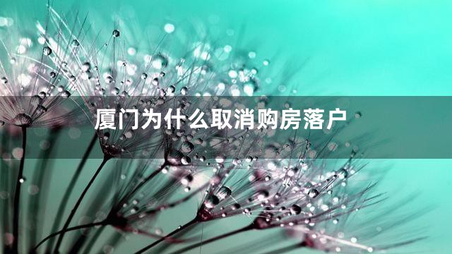 厦门为什么取消购房落户