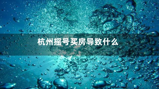 杭州摇号买房导致什么