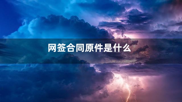 网签合同原件是什么