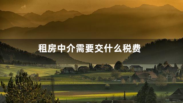 租房中介需要交什么税费