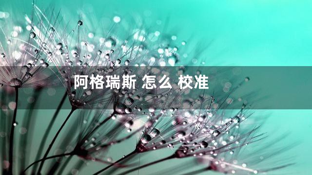 阿格瑞斯 怎么 校准