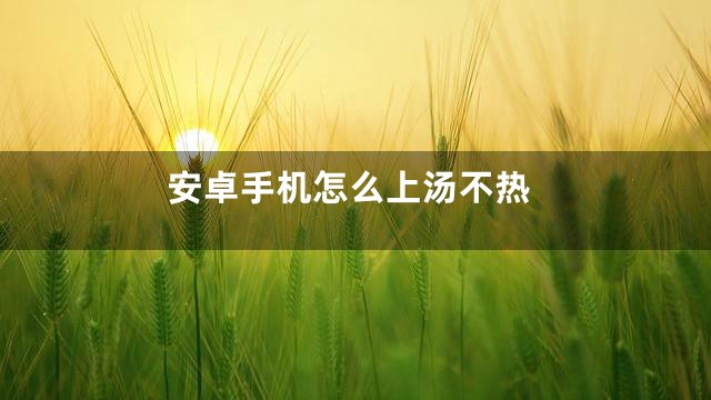 安卓手机怎么上汤不热